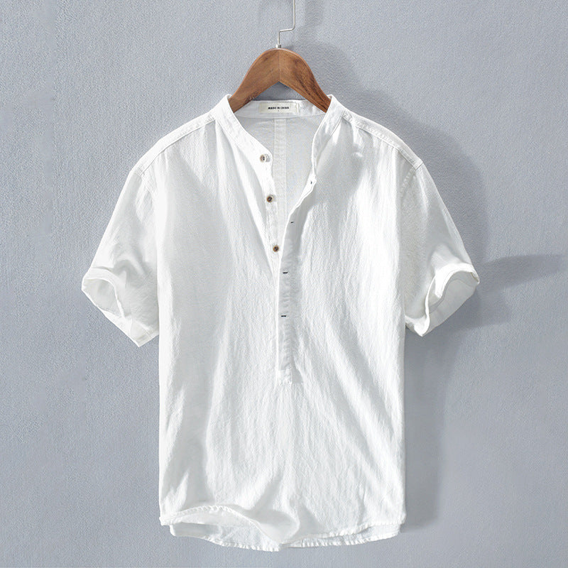 Men's Short Sleeve Shirt Breathable 100% Linen for Summer Comfort