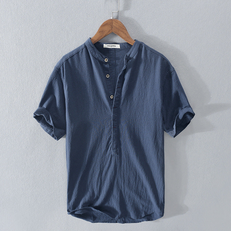 Men's Short Sleeve Shirt Breathable 100% Linen for Summer Comfort