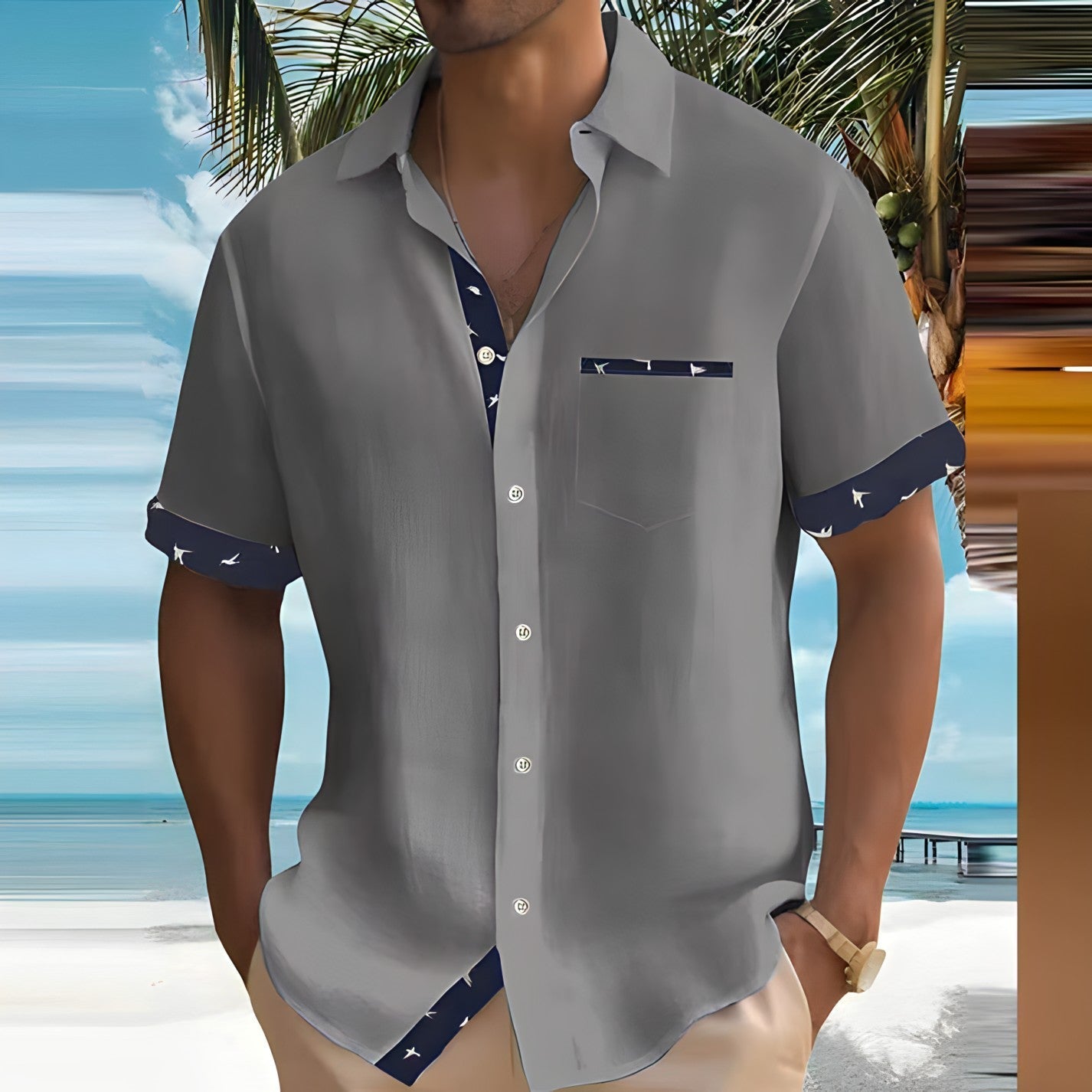 Men's Short-Sleeve Shirt Lightweight Breathable Stylish
