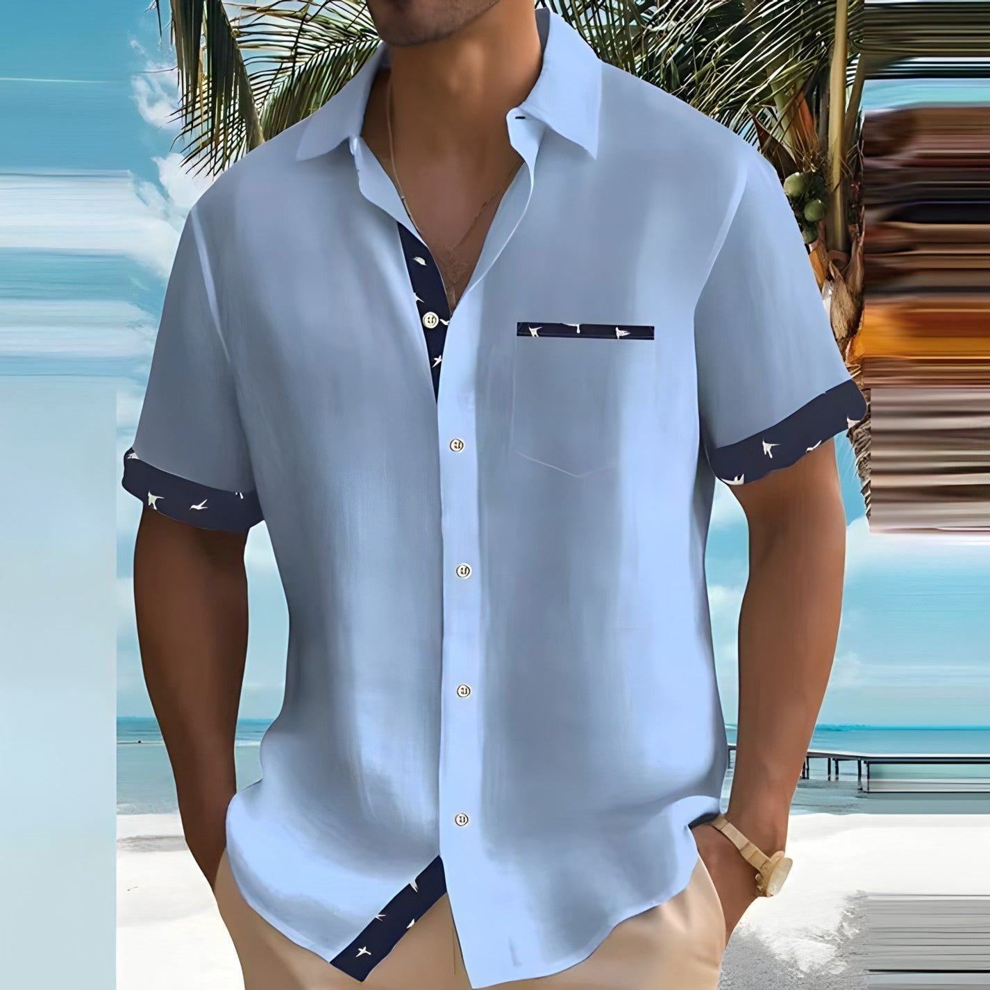 Men's Short-Sleeve Shirt Lightweight Breathable Stylish