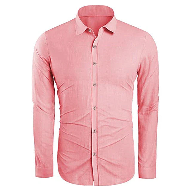 Men's Linen Shirt Casual Breathable Cotton-Linen Blend for Summer