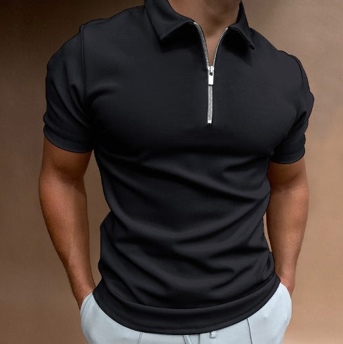 Men's Polo Shirt With Zipper Modern Tailored Cotton