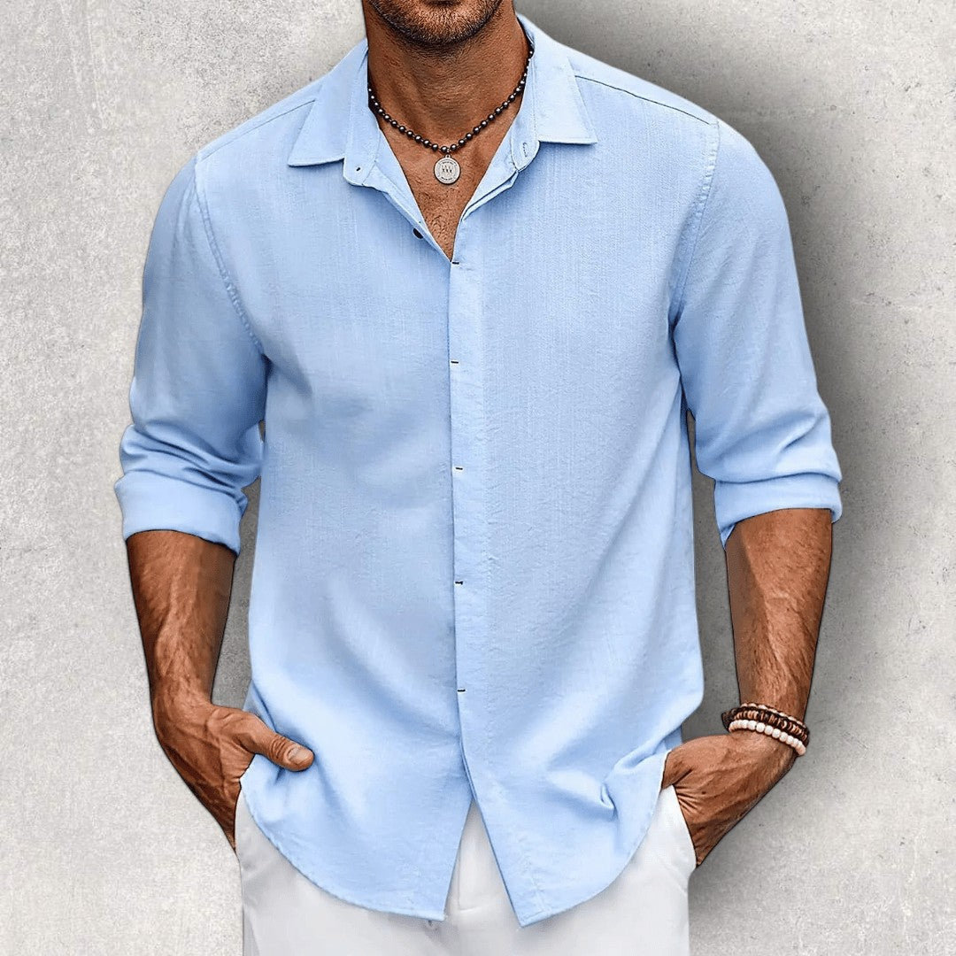 Men's Slim Fit Shirt Long Sleeve Breathable Cotton Blend