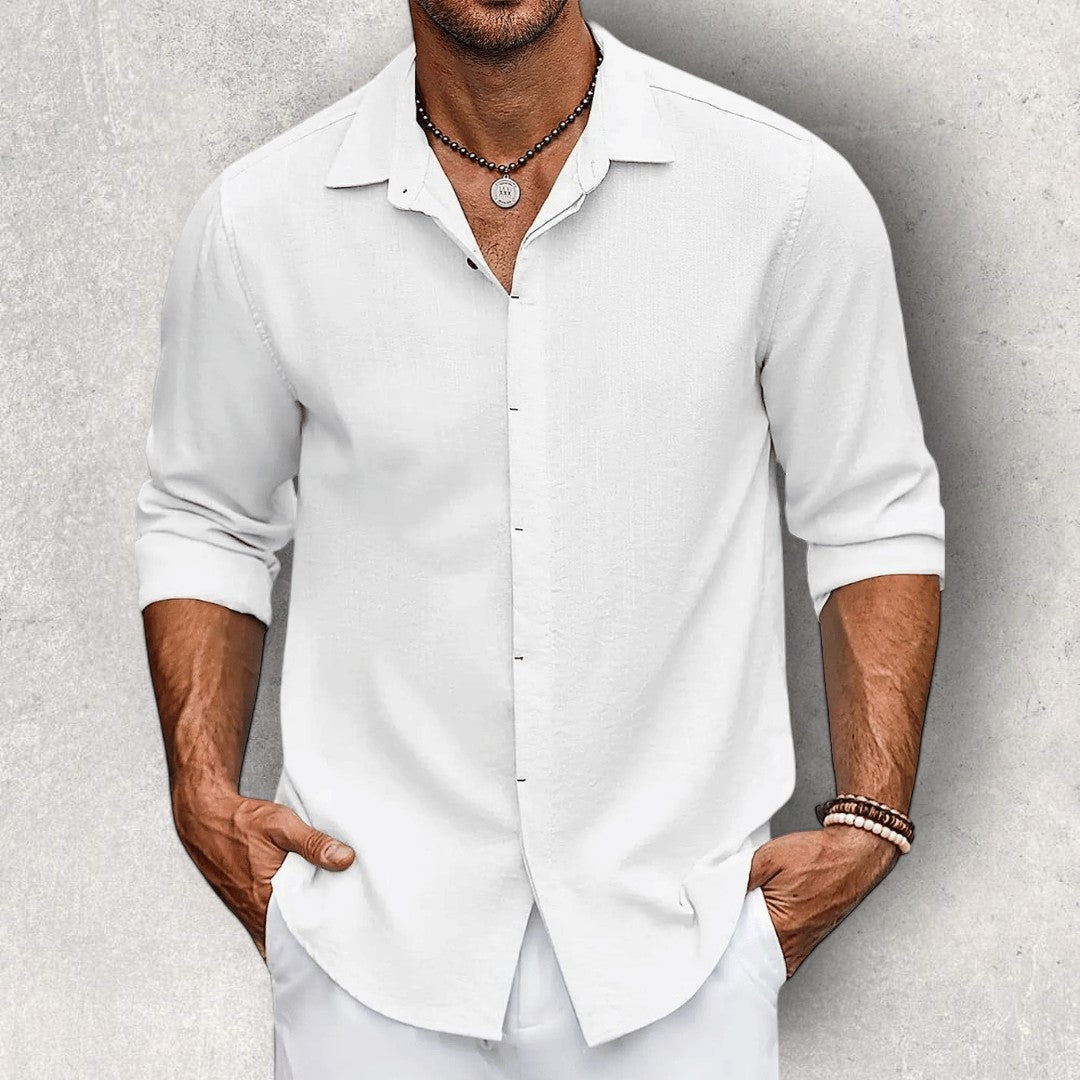 Men's Slim Fit Shirt Long Sleeve Breathable Cotton Blend