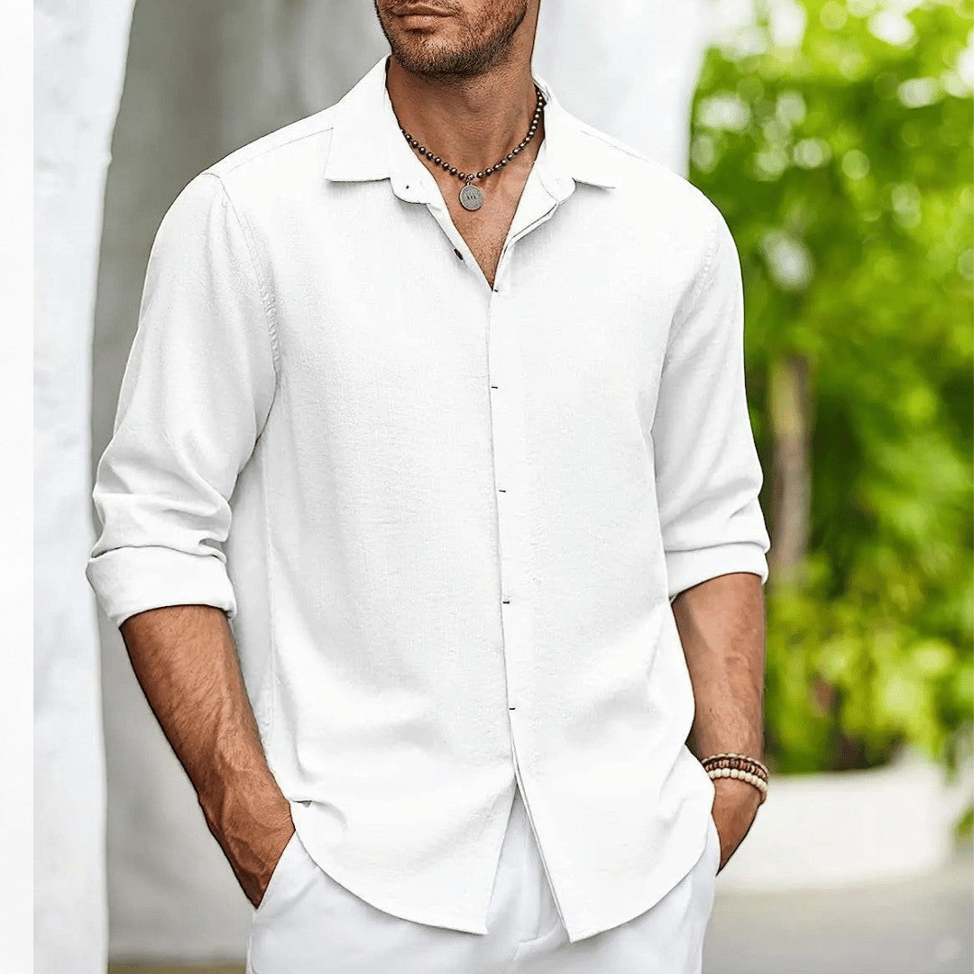 Men's Slim Fit Shirt Long Sleeve Breathable Cotton Blend