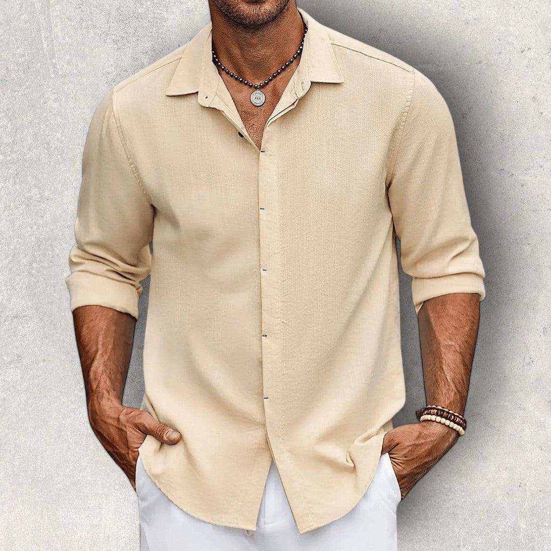 Men's Slim Fit Shirt Long Sleeve Breathable Cotton Blend