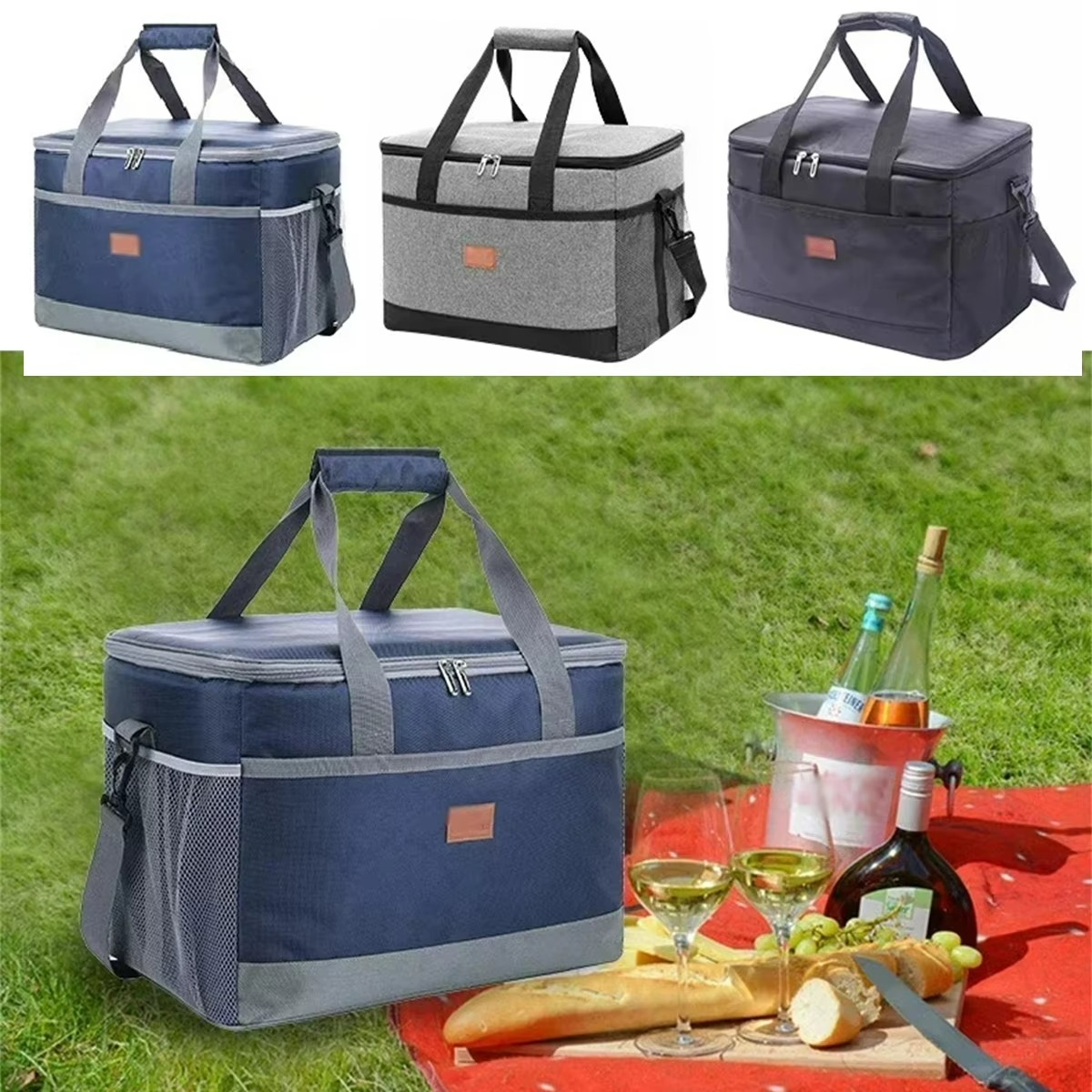 Waterproof cooler bag with large capacity for picnics