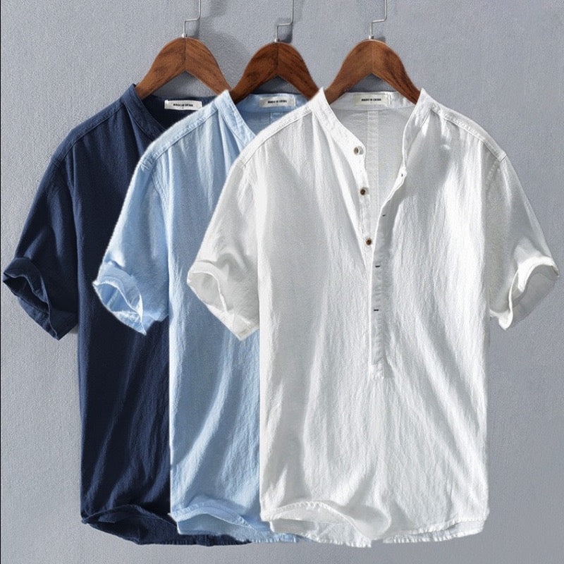 Men's Short Sleeve Shirt Breathable 100% Linen for Summer Comfort