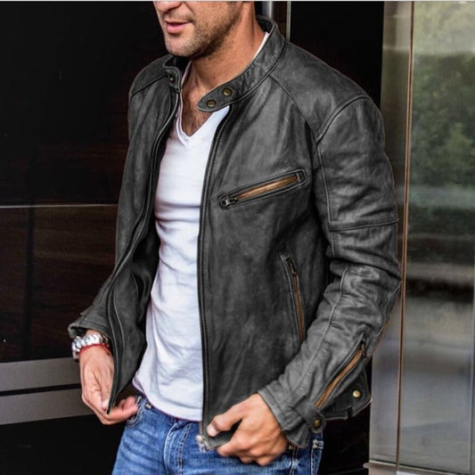Men's Leather Jacket Weatherproof Black High-Quality Genuine Leather