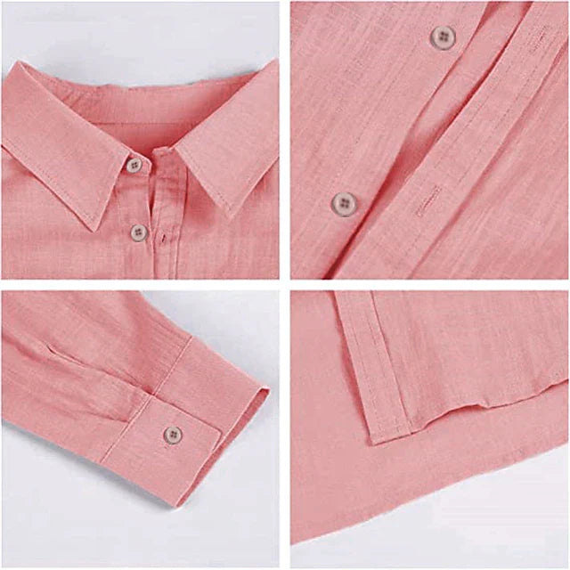 Men's Linen Shirt Casual Breathable Cotton-Linen Blend for Summer