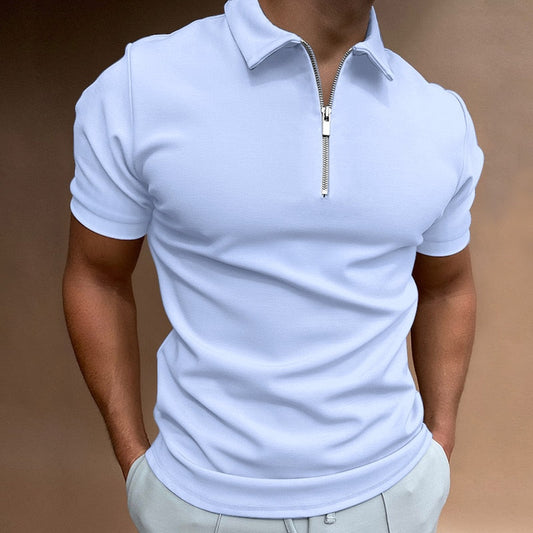 Men's Polo Shirt With Zipper Modern Tailored Cotton