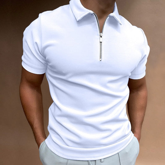 Men's Polo Shirt With Zipper Modern Tailored Cotton