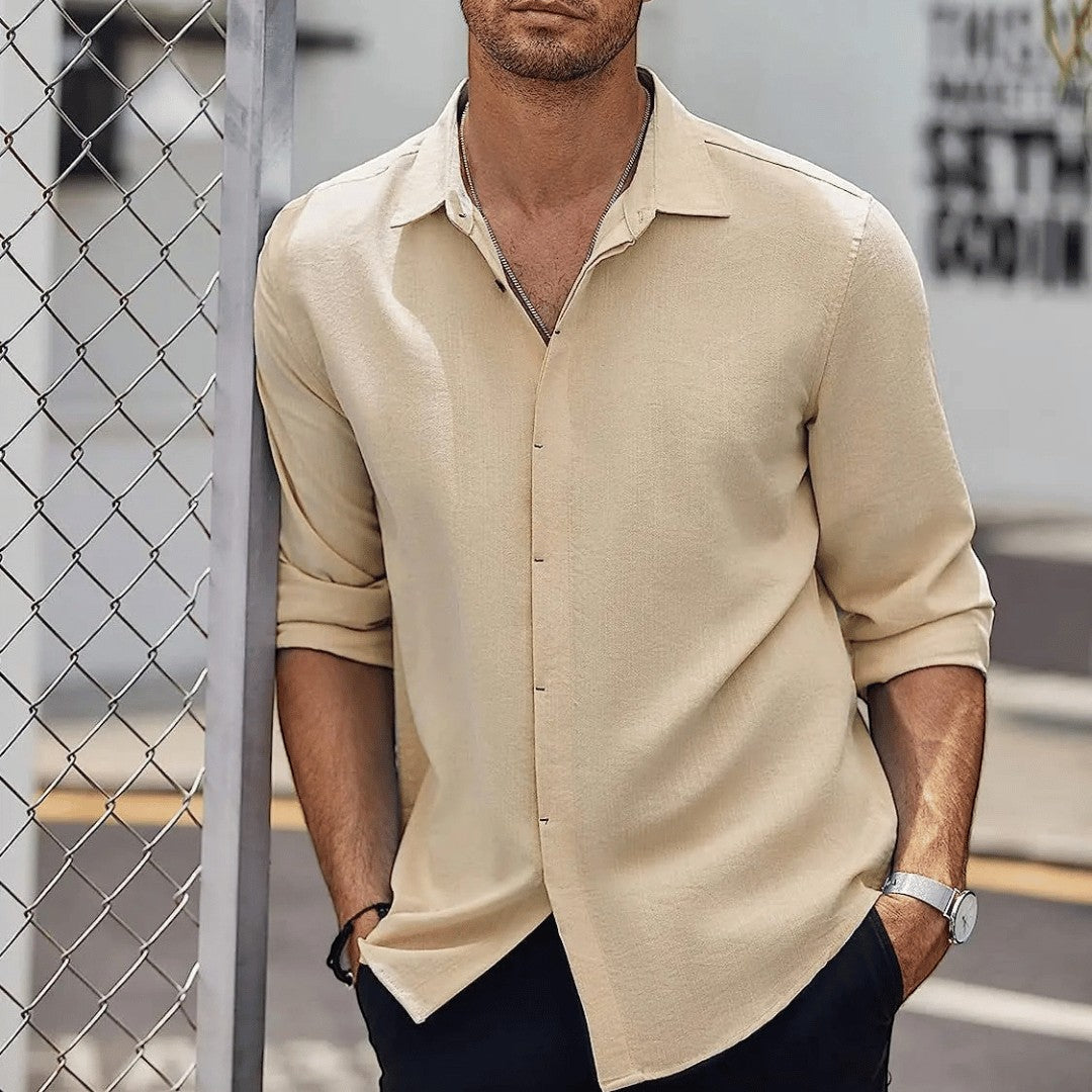 Men's Slim Fit Shirt Long Sleeve Breathable Cotton Blend