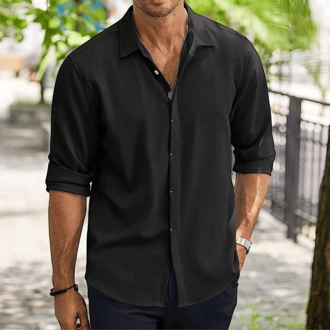 Men's Slim Fit Shirt Long Sleeve Breathable Cotton Blend